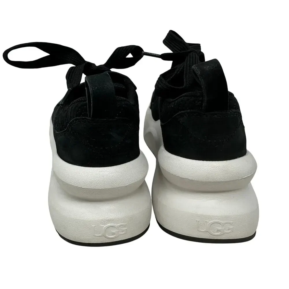 Ugg LA Glide Logo Stitch Sneakers Womens Size 7 Black White Lace Up